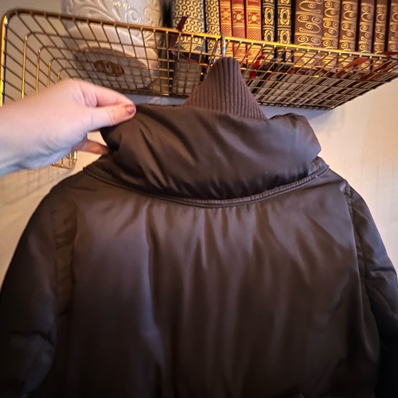 Chocolate Brown Down Filled High Neck Parka with Rear Bow - Picture 9 of 12
